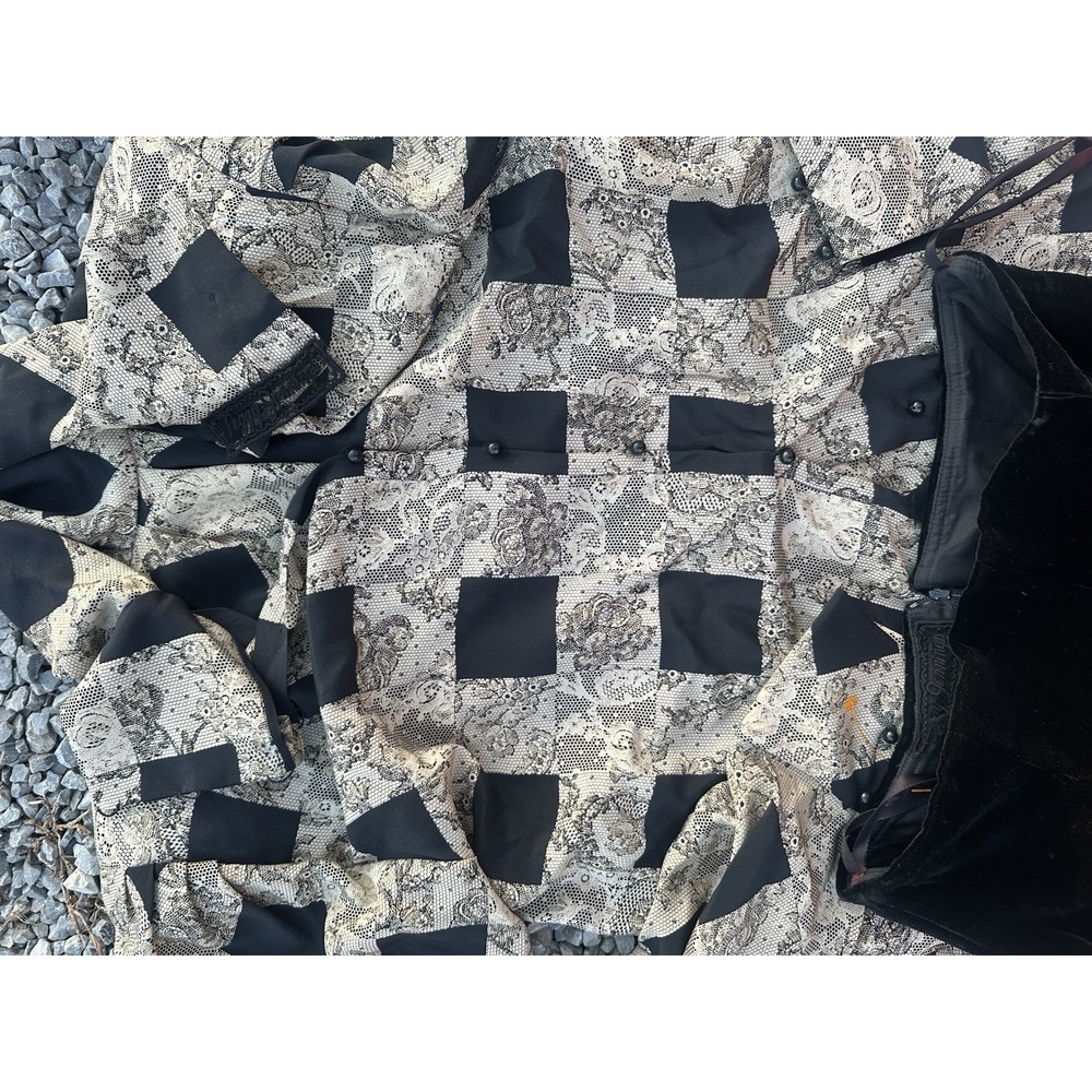 VTG Peggy Jennings Pure Silk Skirt And Top Set Checkered Western Style Lace Size - Picture 3 of 10